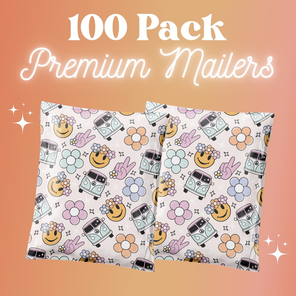 Groovy Hippie Poly Mailers 10x13 Inch 100 Pack Shipping Supplies‎ Volkswagen